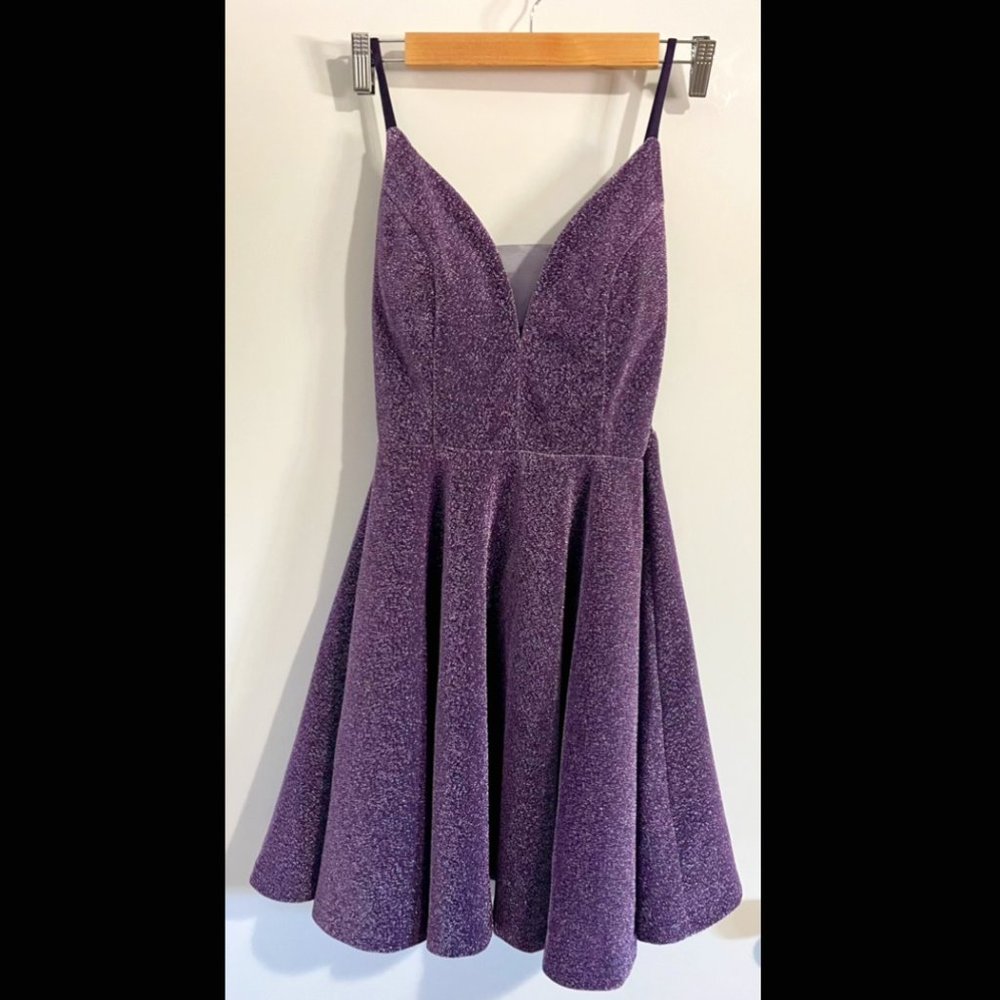 Ever-Pretty Womens V Neck Sleeveless Mini Sparkle A Line Cocktail Dress Size 6